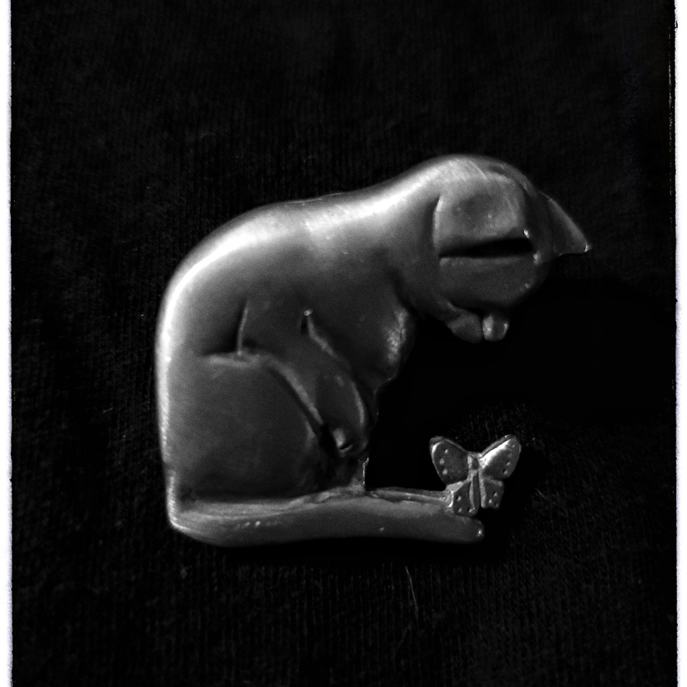 Kitty and butterfly pin